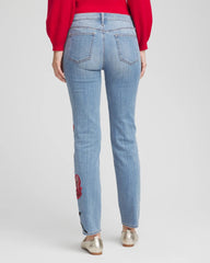 Placed Floral Girlfriend Slim Ankle Jeans