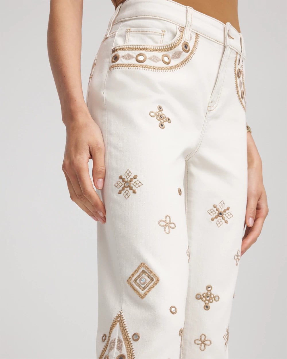 Embellished Girlfriend Slim Ankle Jeans