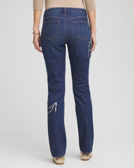 Sequins Rose Girlfriend Slim-Leg Jeans