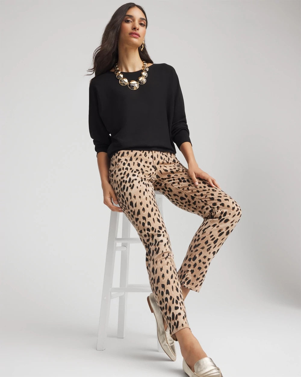 Leopard Girlfriend Slim Ankle Jeans